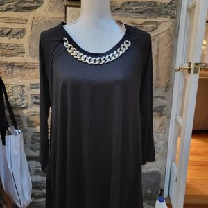 August silk Black dressy top, XL, fancy